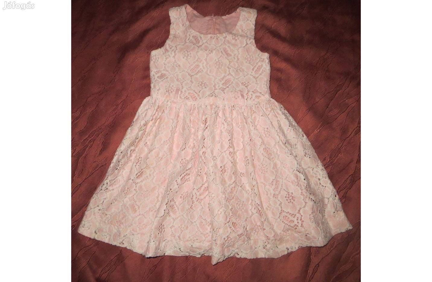 Rózsaszín fehér csipke ruha 2-3 év 98 cm h: 54 cm mb: 55-60 cm