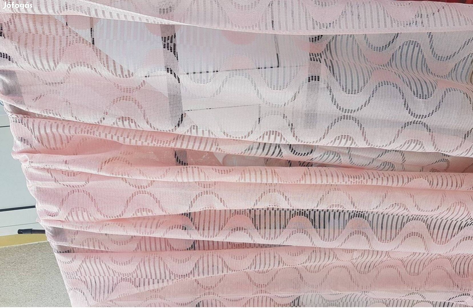 Rózsaszín függöny 256 cm x 300 cm átlátszó csipke