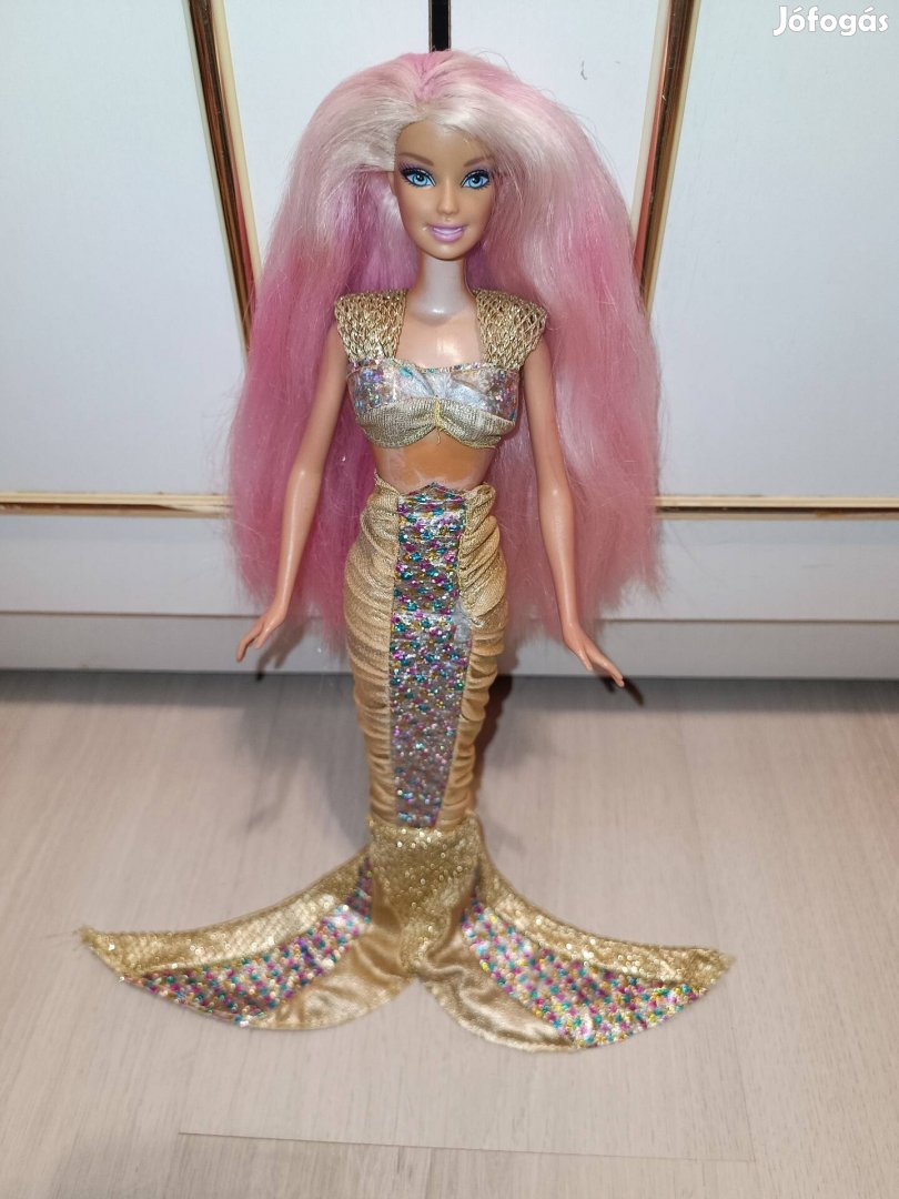 Rózsaszín hajú Barbie barbi baba Jewel Hair Mermaid 1995 ruhában 