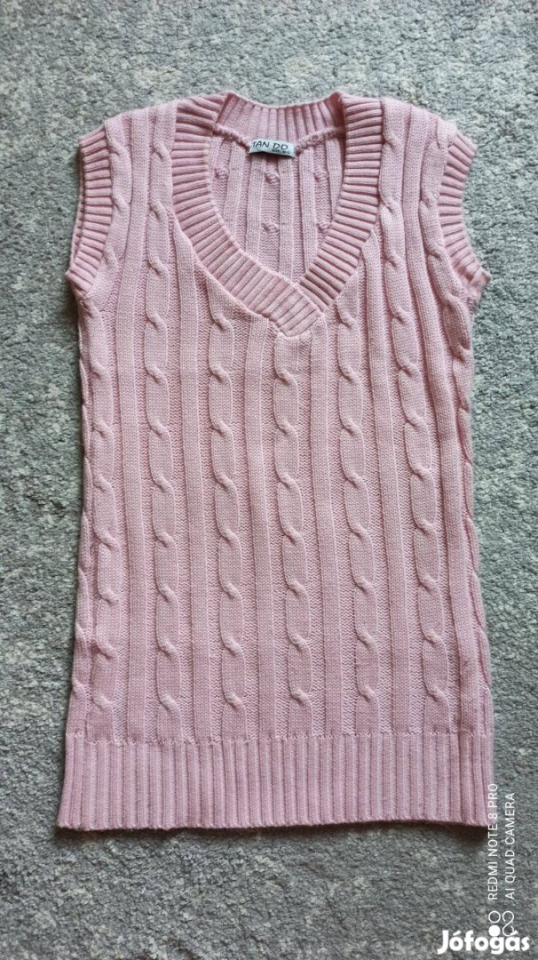 Rózsaszín kötött hosszú mellény, felső