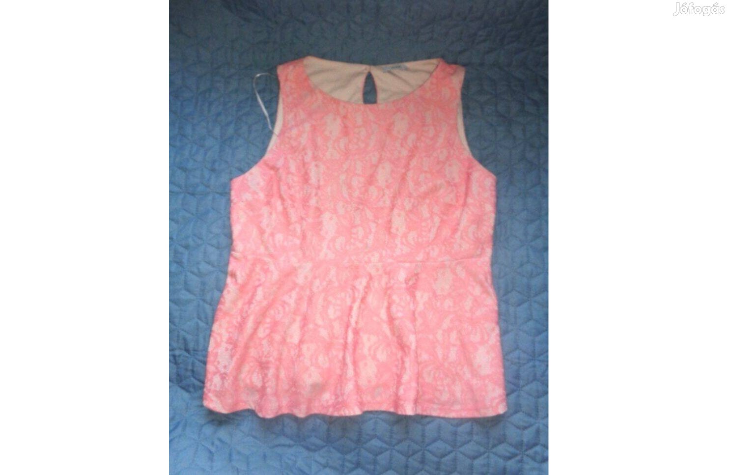 Rózsaszín mintás női peplum póló, felső ( 22 / 50 / 4 - 5xl méret )