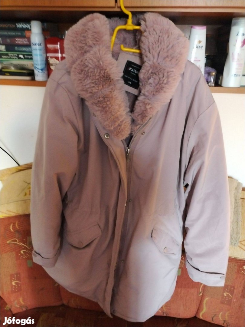 Rózsaszín nagyméretű női télikabát