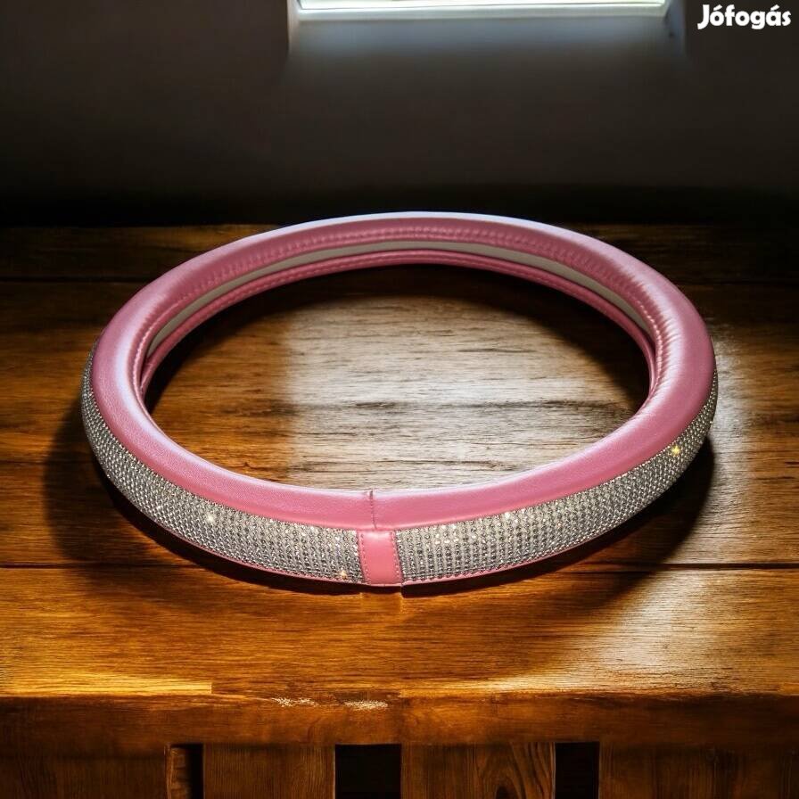 Rózsaszínű kormányvédő strasszkövekkel/kristályokkal 15"(38cm)