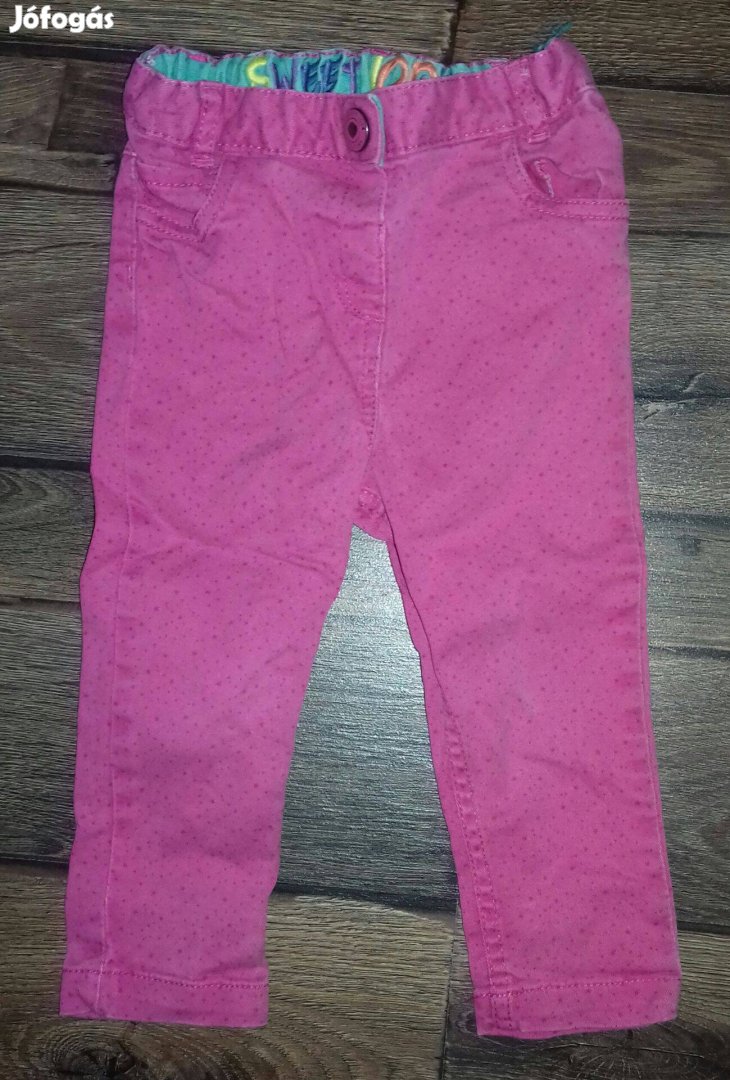 Rózsaszínű pöttyös farmernadrág