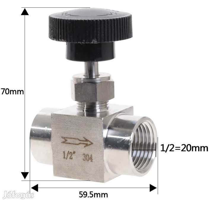 Rozsdamentes Csap Finomszabályzós 1/2"-os BB  (5763)