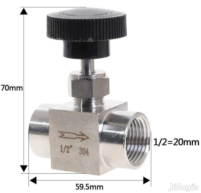 Rozsdamentes Csap Finomszabályzós 1/2"-os BB  (5763)