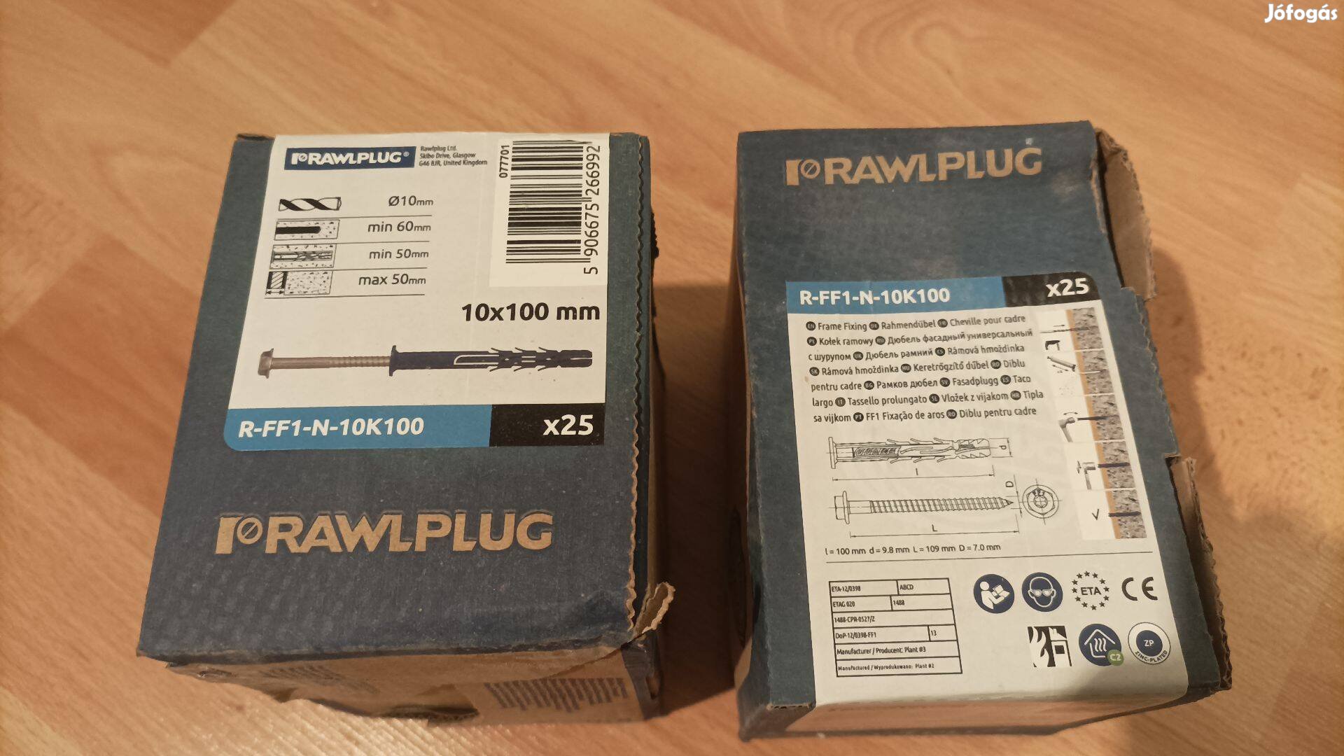 Rrawplug FF1-N-10K100 10x100-as dűbel, hatlapfejű torx csavarral