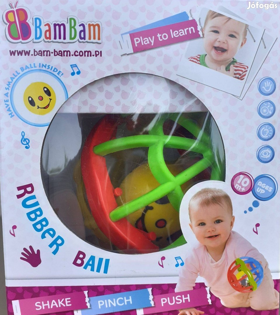 Rubber ball bam bam kézségfejlesztő labda új