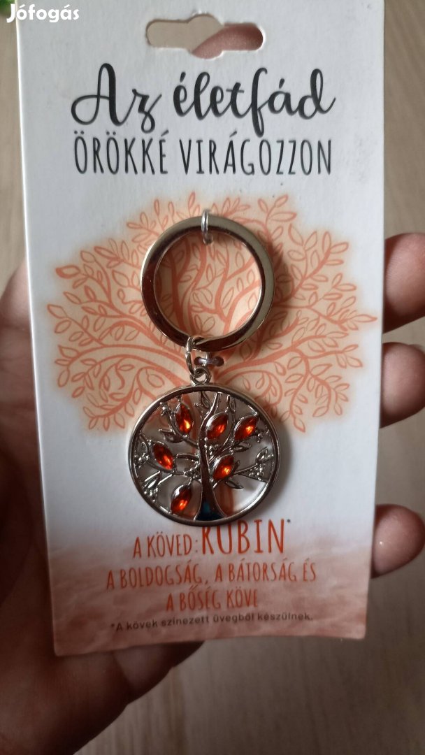 Rubin ásvány életfa kulcstartó - új