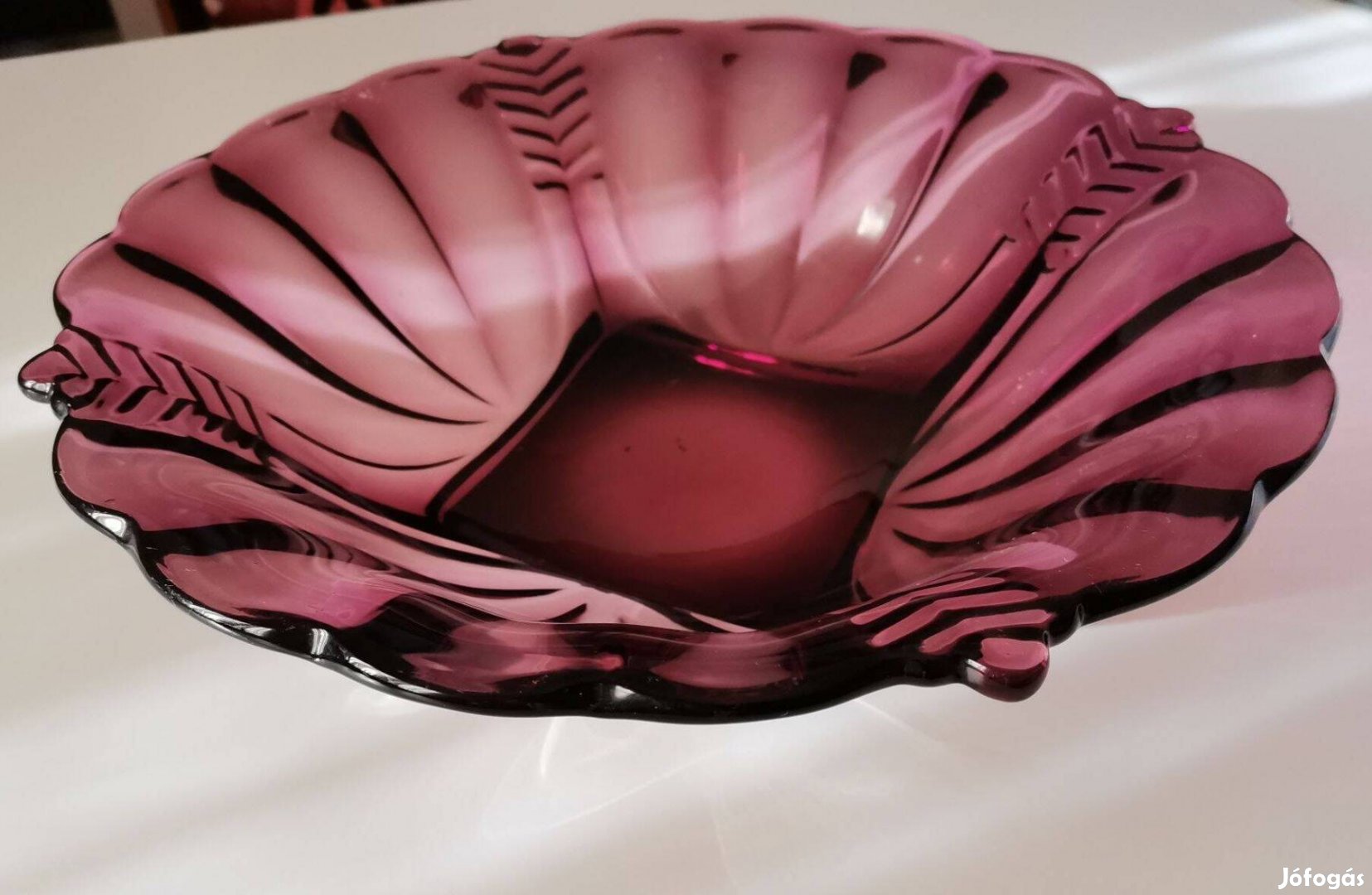 Rudolf Schrötter art deco lila csiszolt üveg tál