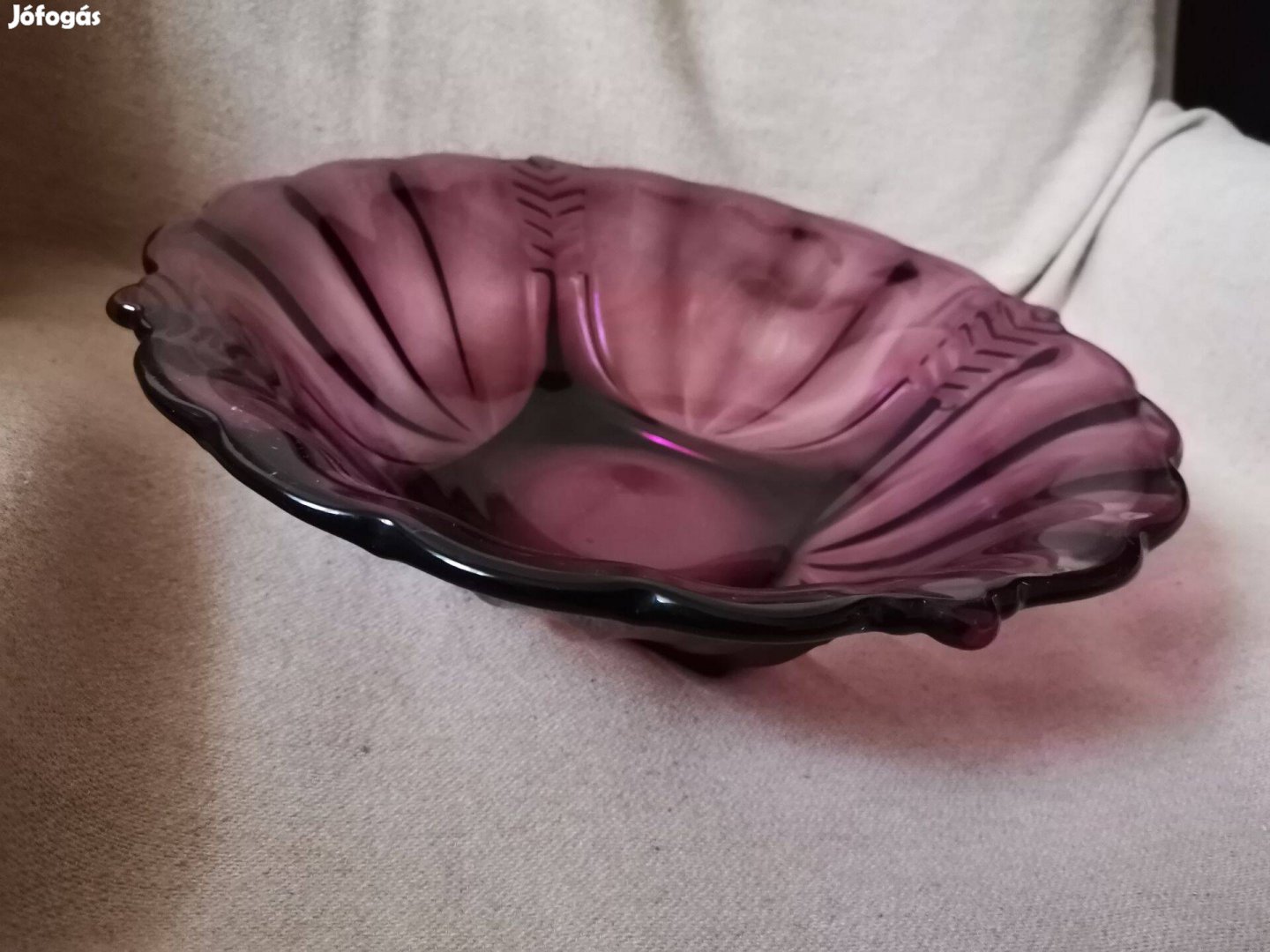 Rudolf Schrötter art deco lila csiszolt üveg tál