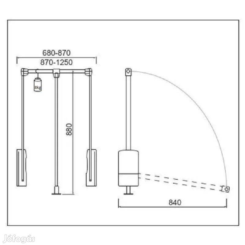 Ruhalift, szekrény tartozék 60-90 cm kihúzható a szekrényhez igazítva