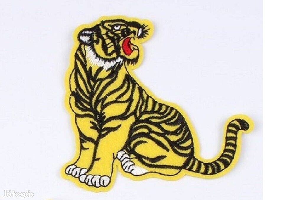 Ruhára vasalható folt rávasaló felvarró sárga tigris 105x95 mm