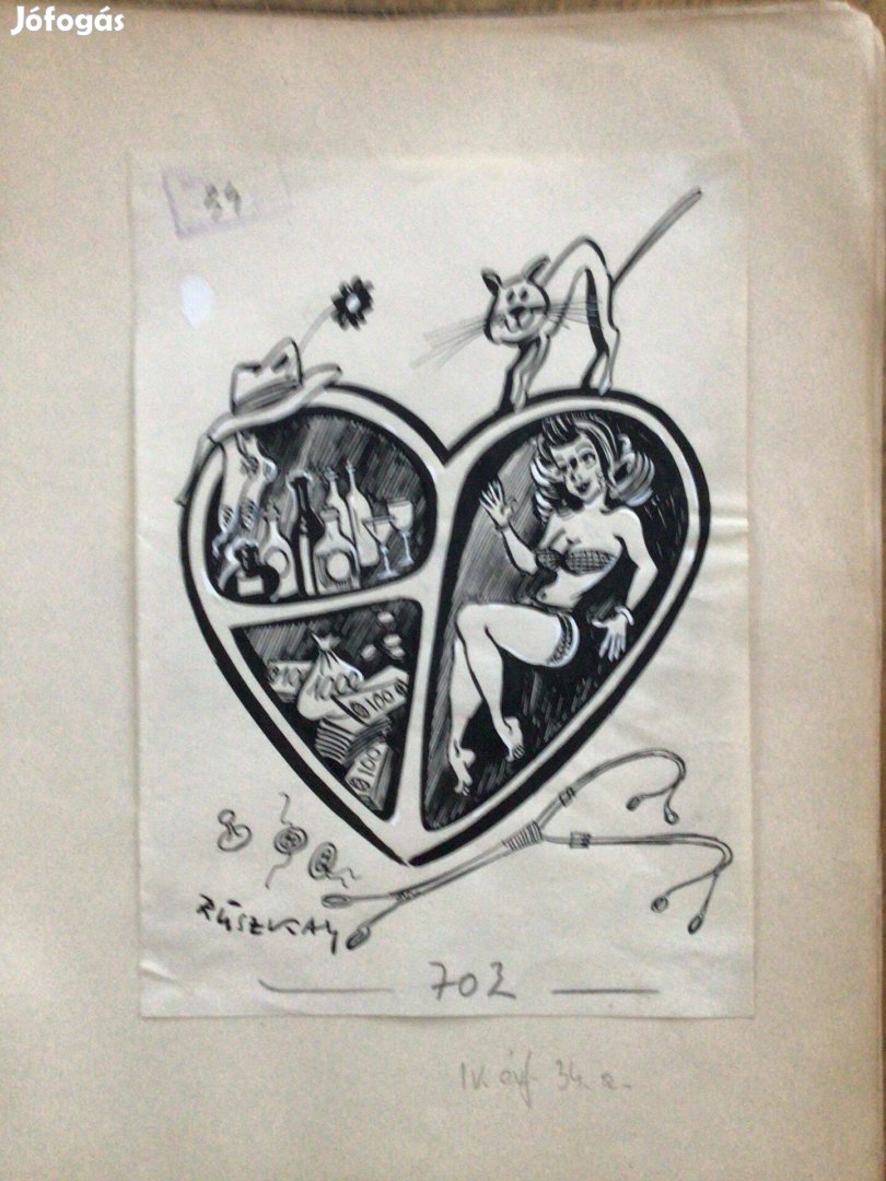 Ruszkay György eredeti erotikus karikatúra rajza a Szabad Száj c lapba