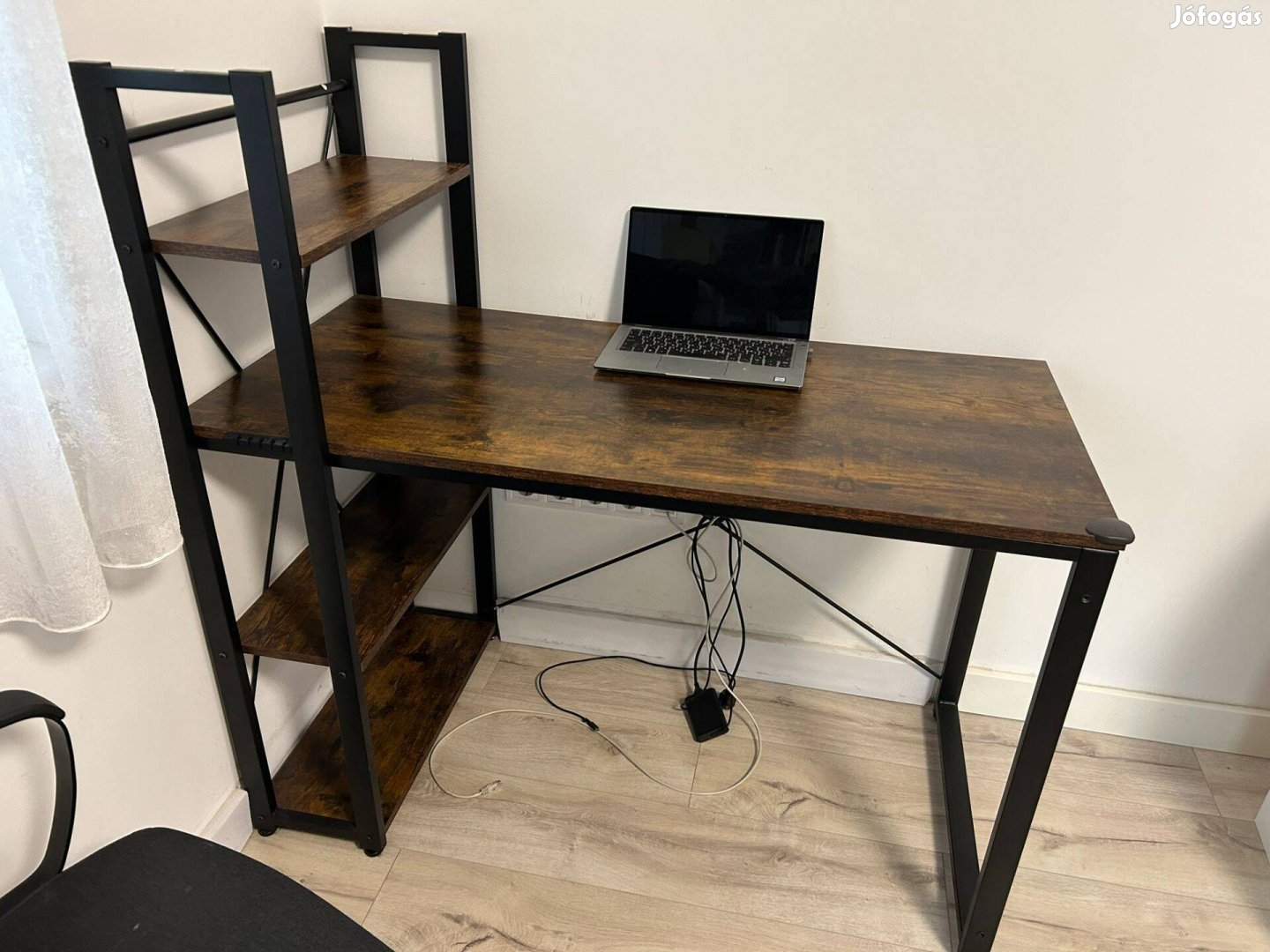 Rusztikus számítógépasztal íróasztal asztal pc laptop fém fa 120 x 60
