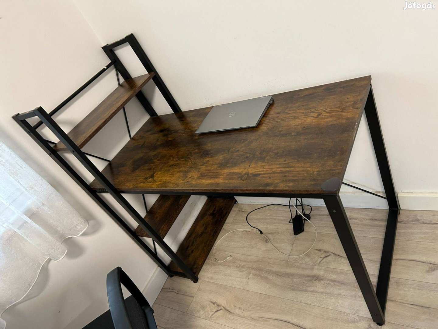 Rusztikus számítógépasztal íróasztal pc laptop asztal fém fa 120x60 cm