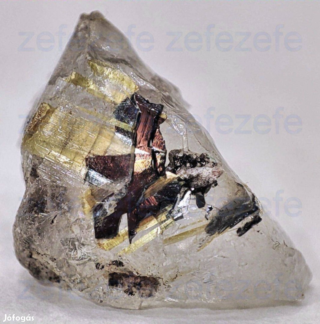 Rutil kristály, hematit, füstkvarc ásvány (926.)