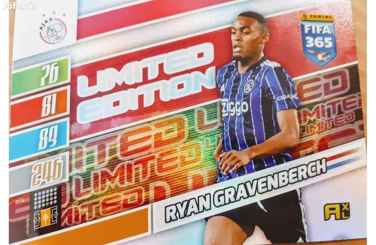 Ryan Gravenberch Ajax XXL Limited Edition focis kártya Panini 2022