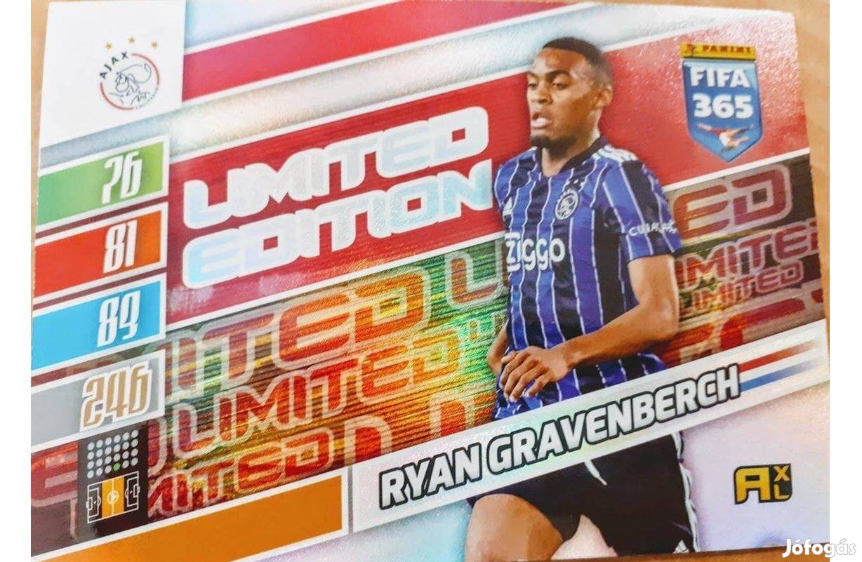 Ryan Gravenberch Ajax XXL Limited focis kártya Panini FIFA 2022