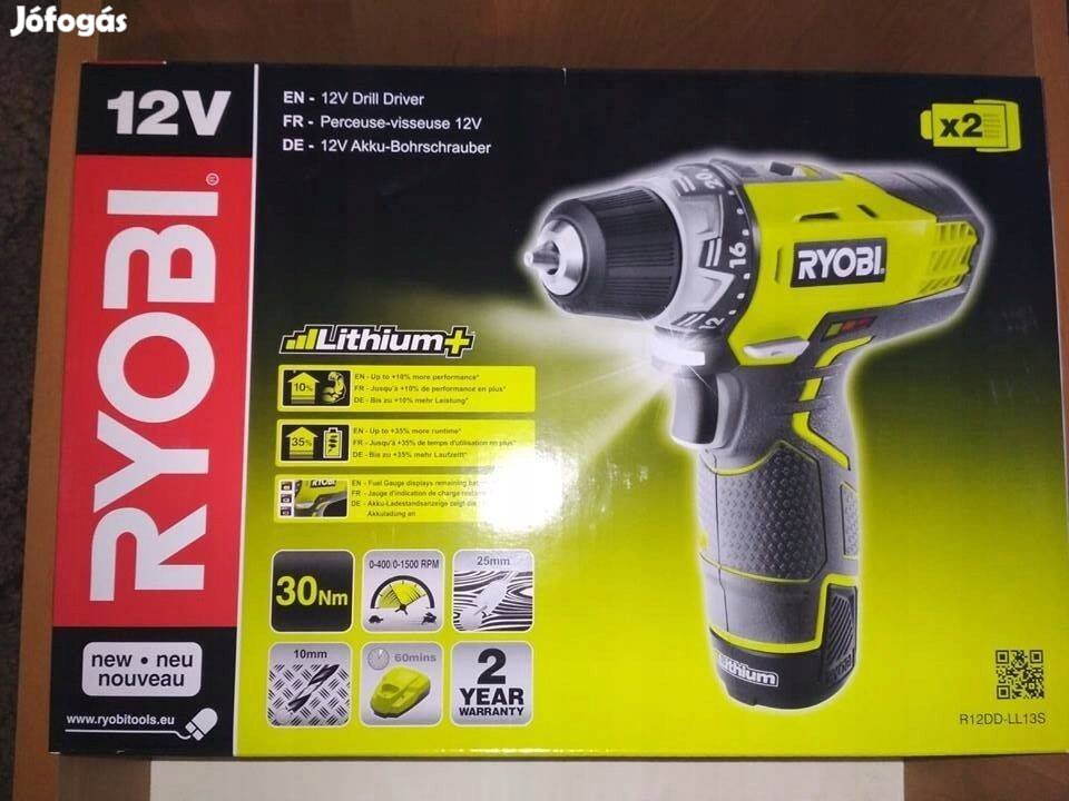 Ryobi R12DD-LL13S 12v akkus fúró csavarbehajtó 2akku, töltő, táska