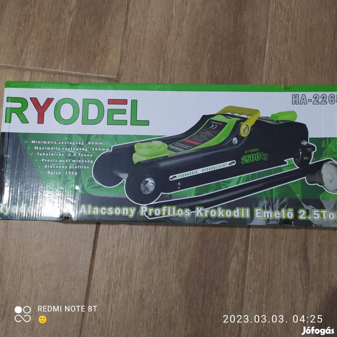 Ryodel alacsony profilú krokodil hidraulikus emelő 2,5T 85-385mm