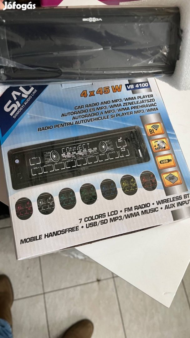 SAL Autórádió MP3 WMA, USB, SD kártya, Bluetooth + 1 pár hangszóró