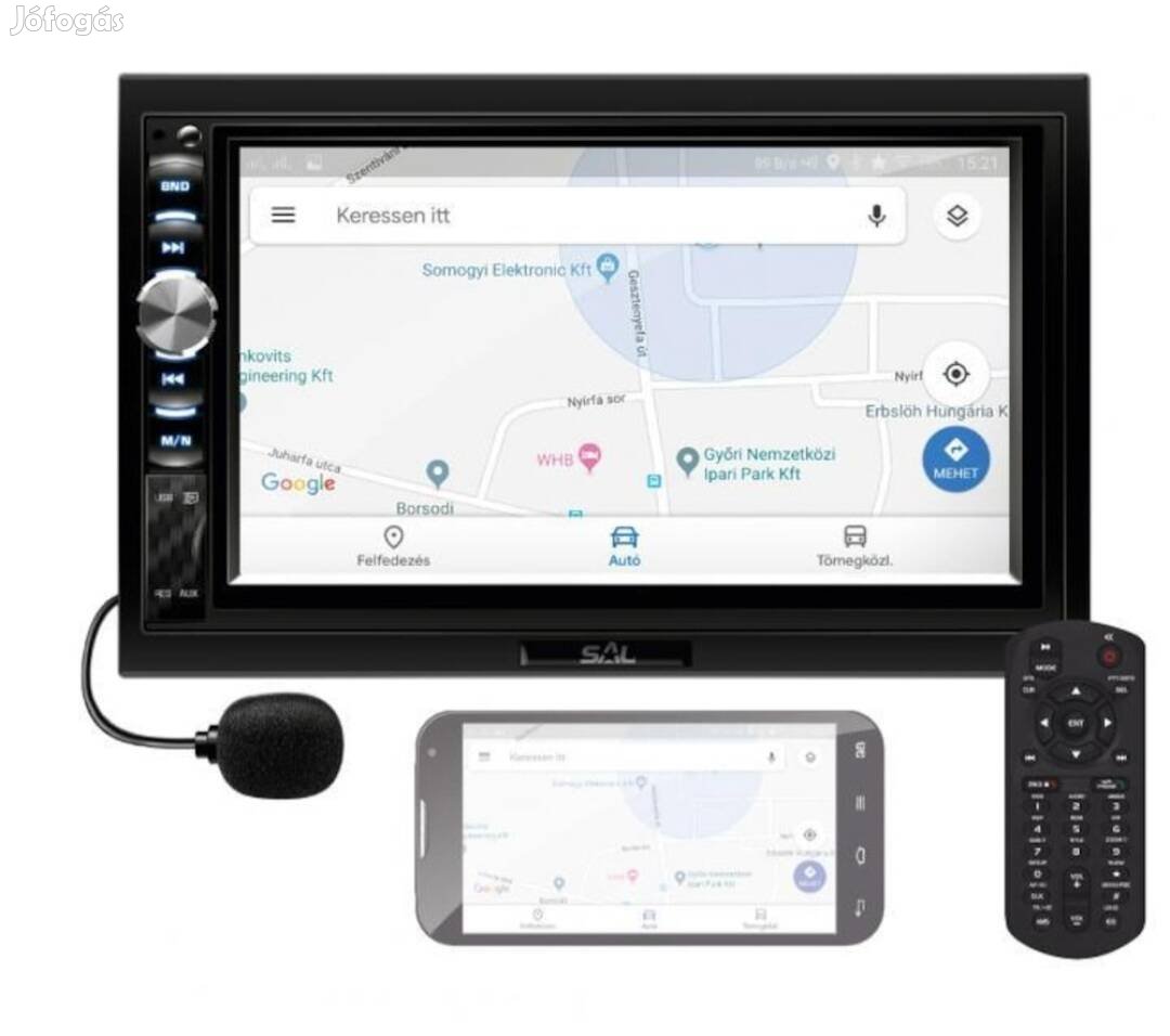 SAL VB X900 Autós Fejegység,  Android És IOS Képernyőtükrözés 2 DIN
