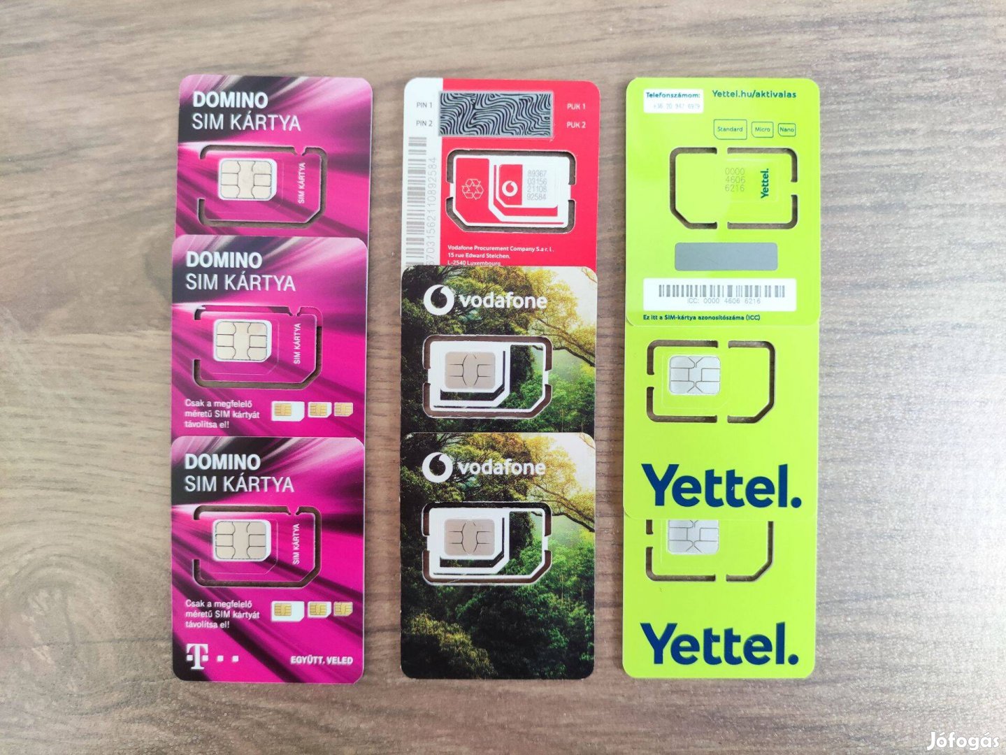 SIM kártya aktivált (regisztrált, aktív) , Yettel , Vodafone , Telekom