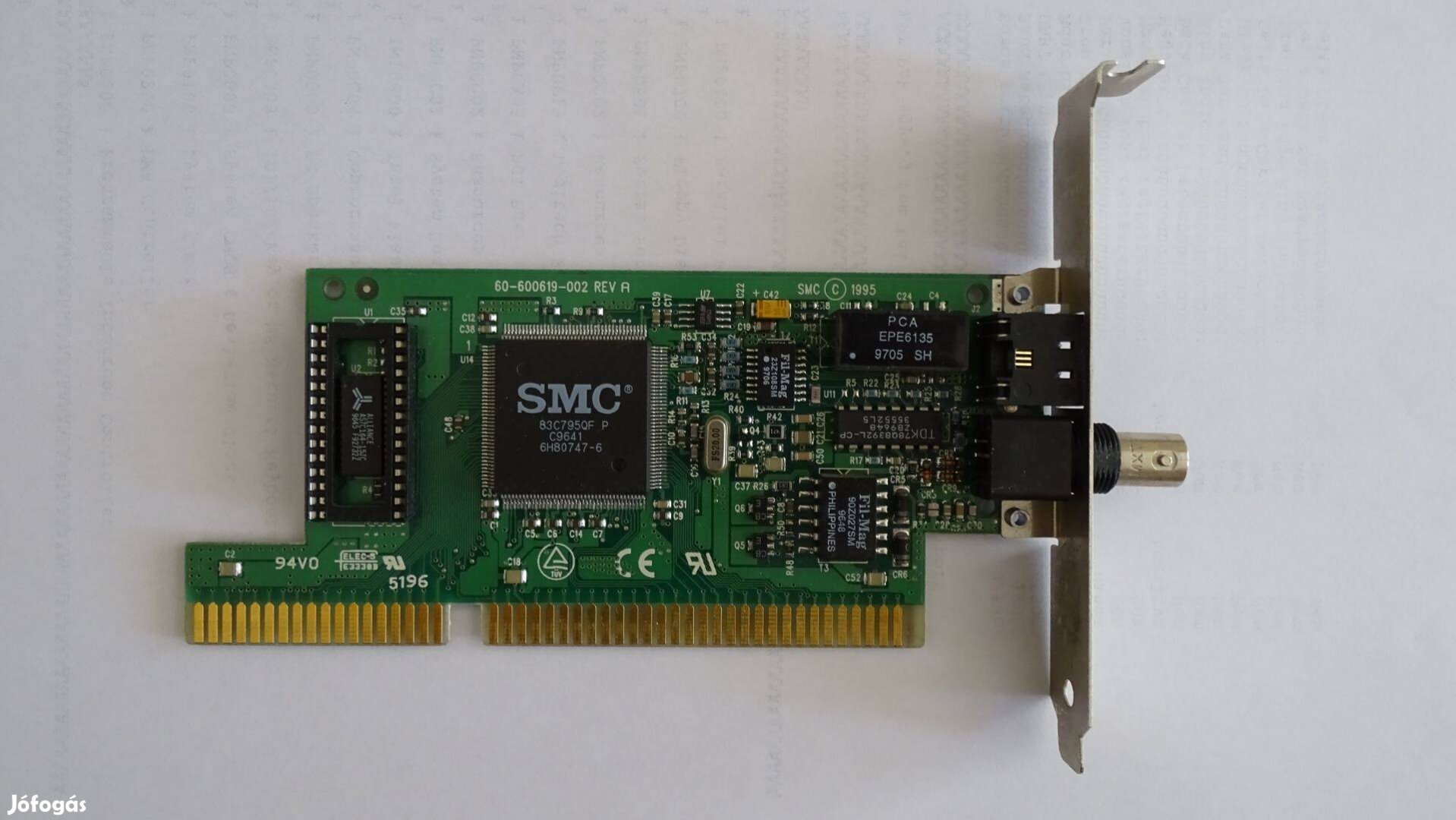 SMC 16 bites ISA 10 Mbps Ethernet hálózati kártya