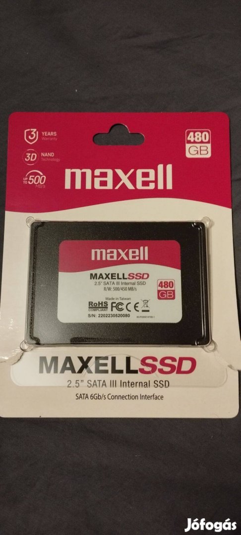 SSD 480GB Új 1év garancia