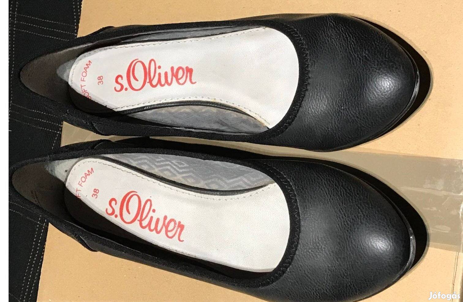 S.Oliver 38-as, fekete, női cipő