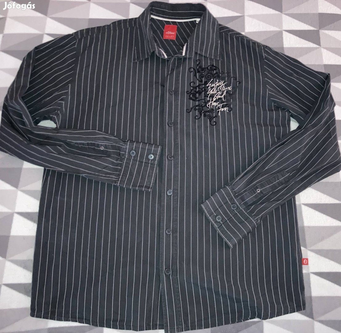 S. Oliver XL hímzett csíkozott ffi hosszú ujjú ing