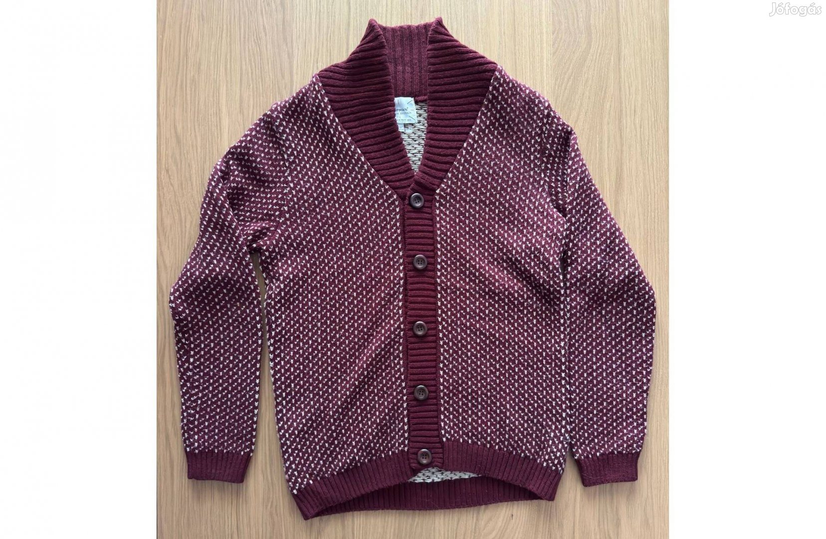 S-es Topman Kotott Pulcsi Pullover Kardigan Felso Ferfi Bordo