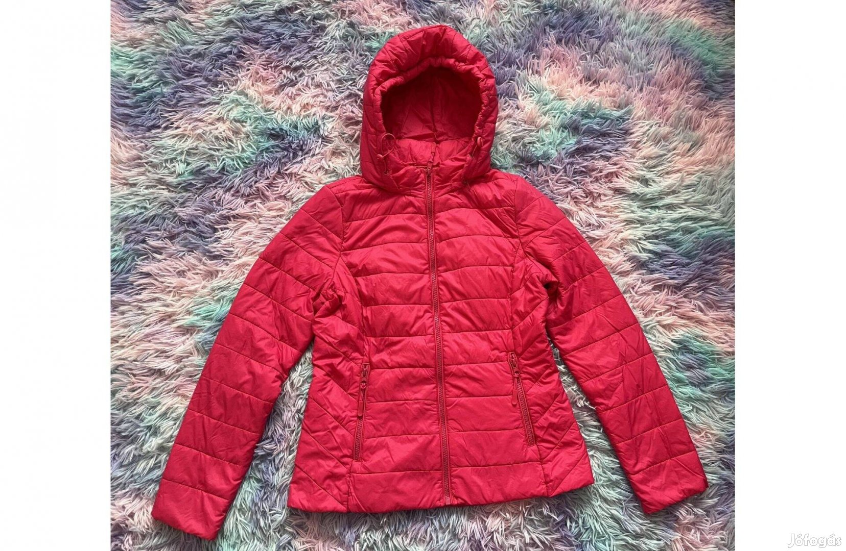 S-es lecipzározható kapucnis pink steppelt dzseki