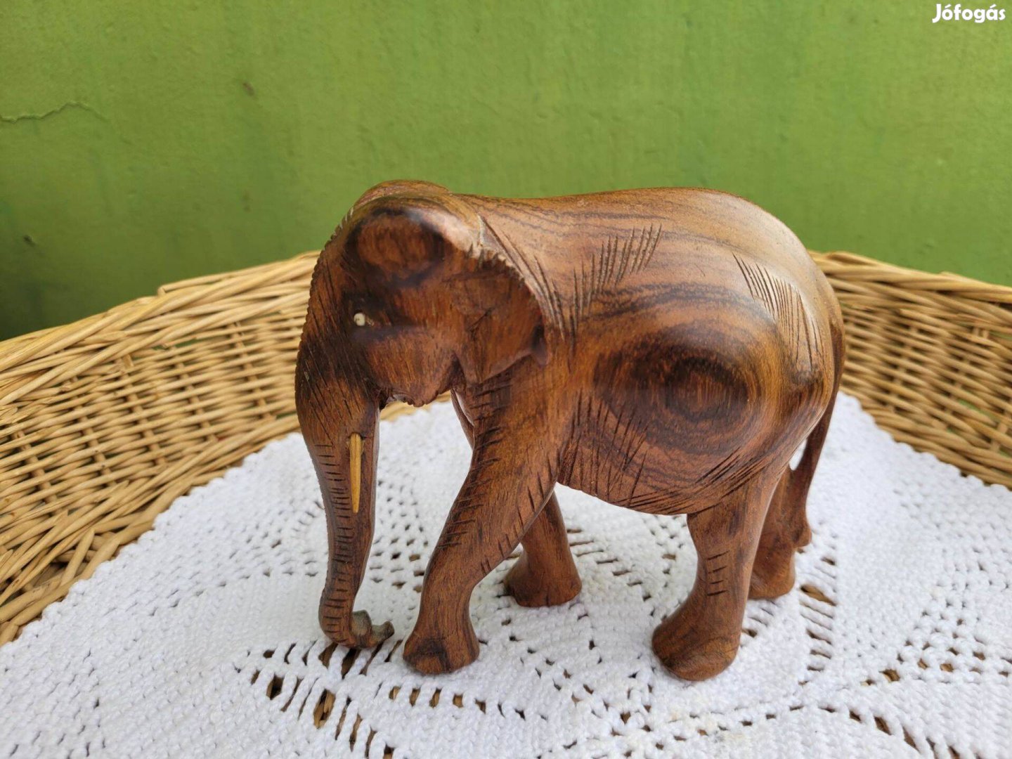 Sahya Dale fából készült elefántszobor - kézzel készített -