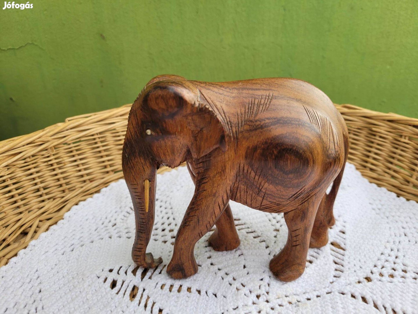 Sahya Dale fából készült elefántszobor - kézzel készített - rózsafa