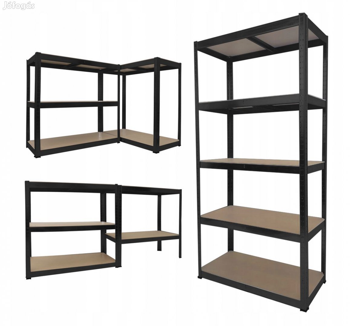 Salgó polc, 5 szintes 180x90x40cm, fekete