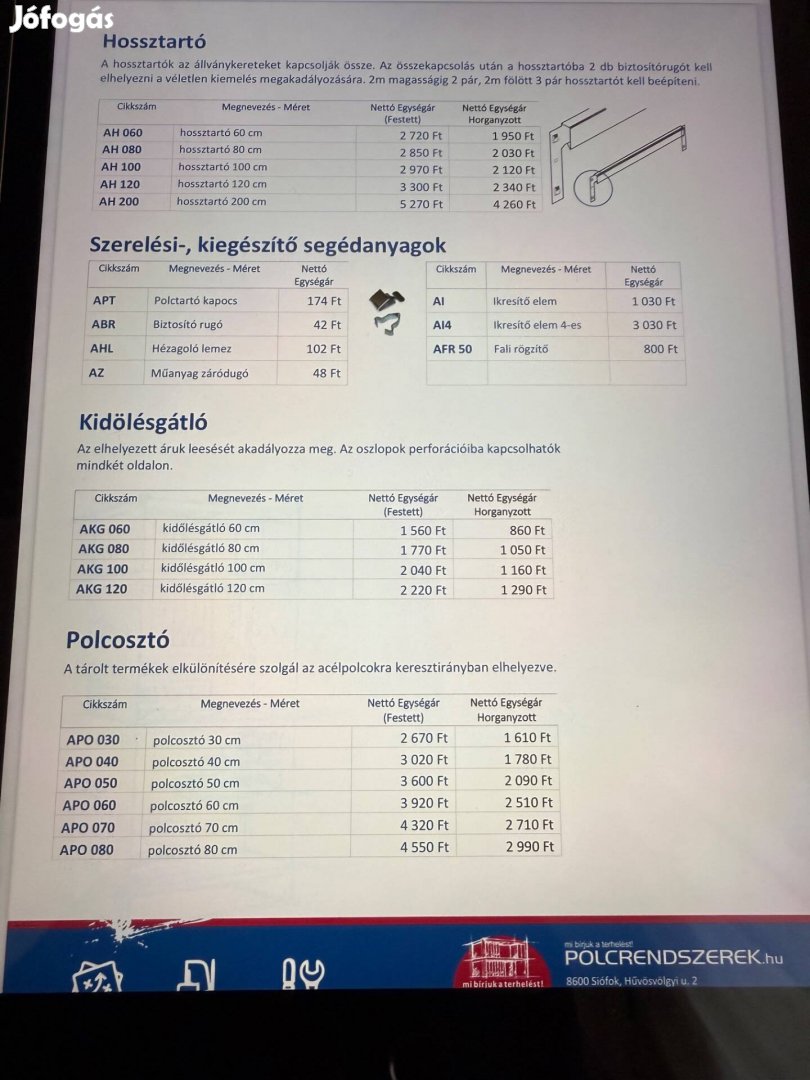Salgo polc otthonra, műhelybe több db van. Csavar nélküli összeszerelé