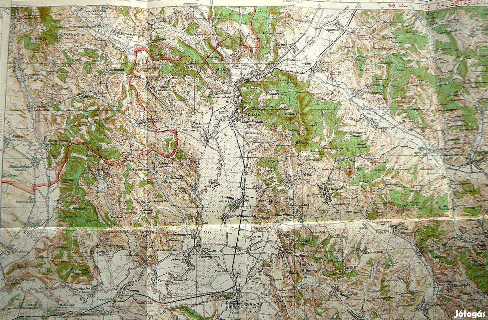 Salgótarján Szécsény régi térkép. 4763