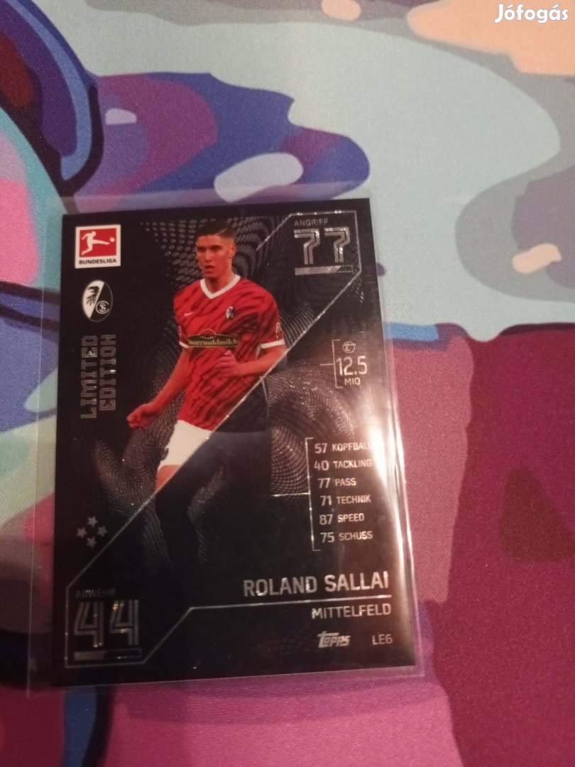 Sallai Roland Limited Edition focis kártya Topps Bundesliga Freiburg