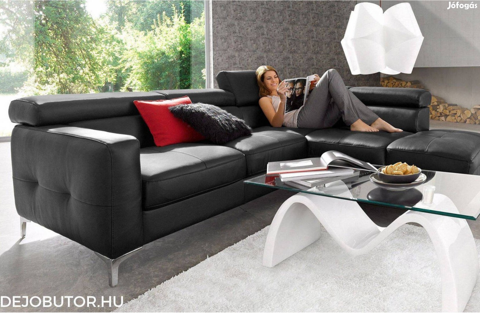Sammy kanapé valódi bőr bútor ülőgarnitúra rugós 245x210 cm black