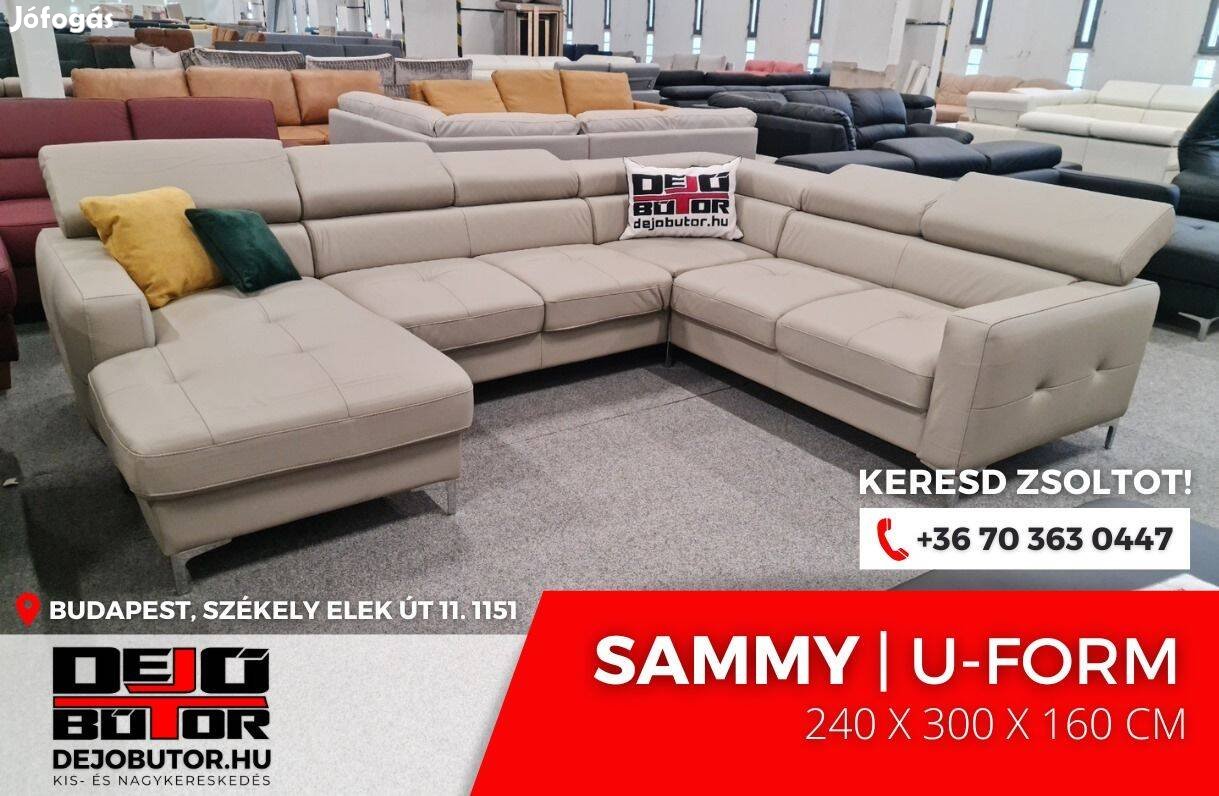 Sammy valódi bőr kanapé ülőgarnitúra 240x300x160 cm ualak fix bútor
