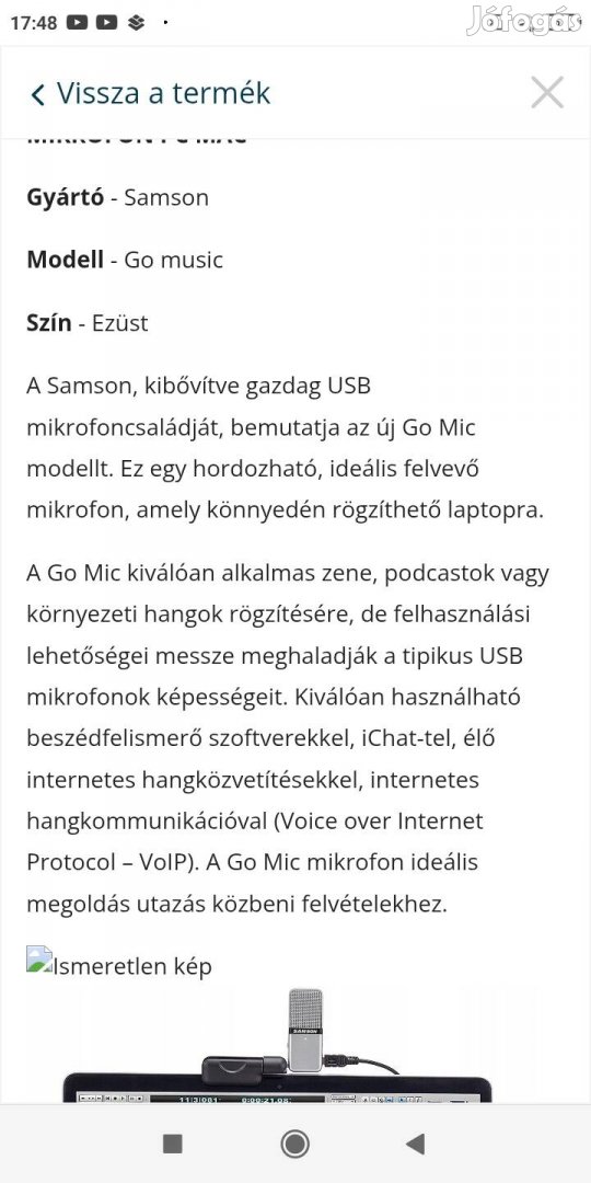 Samson GO MIC USB mikrofon s hangfelismerő , multifunkciós
