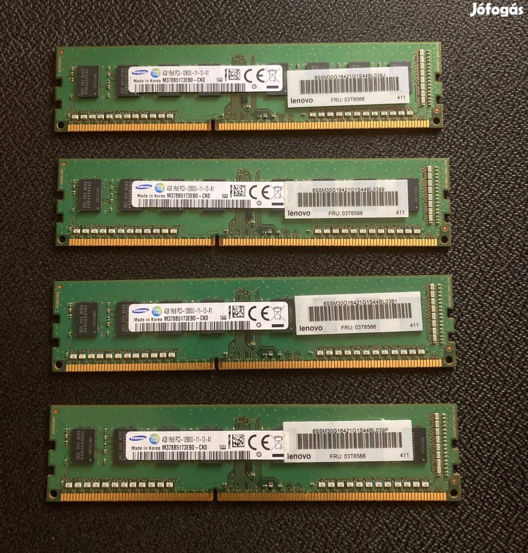 Samsung 16GB (4x4GB) DDR3 PC3-12800U (DDR3-1600) RAM memória