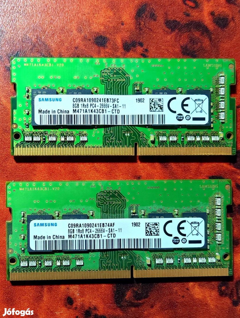 Samsung 16gb (2x8gb) ddr4 2666mhz CL19 Sodimm laptop memória