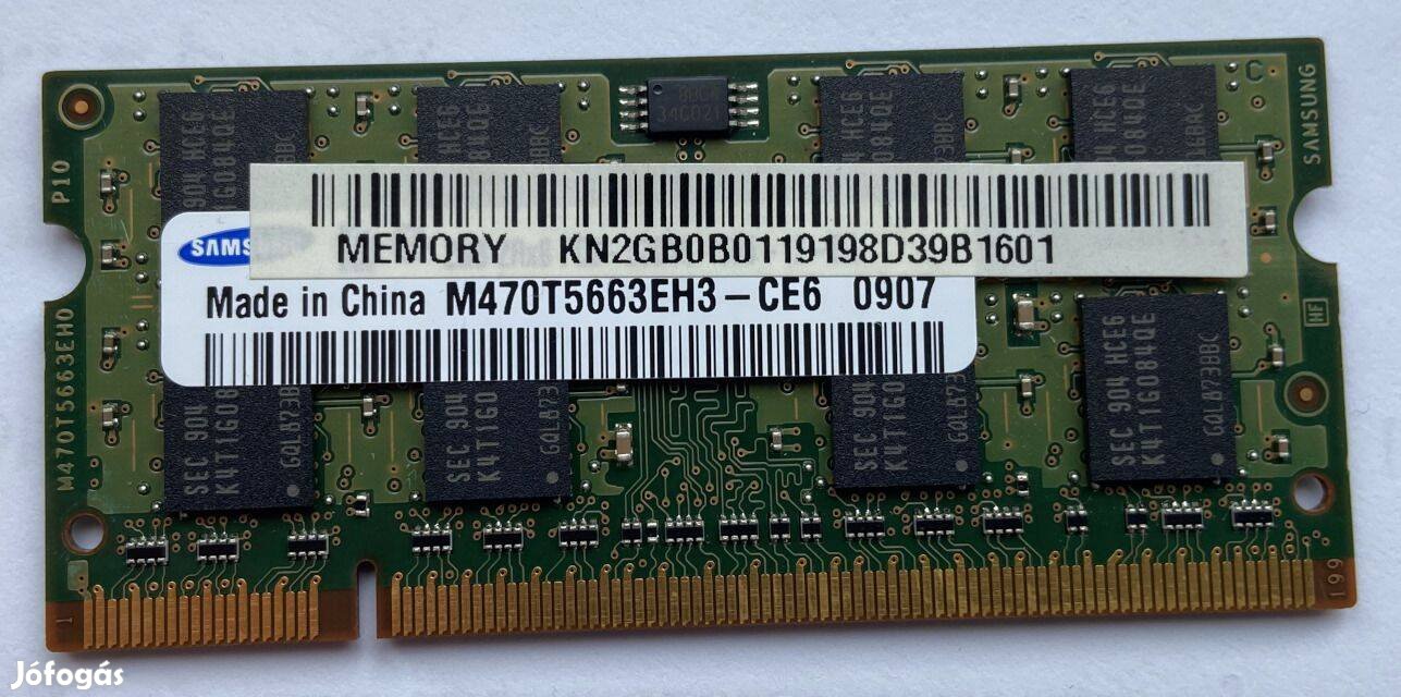 Samsung 2GB DDR2 laptop RAM memória