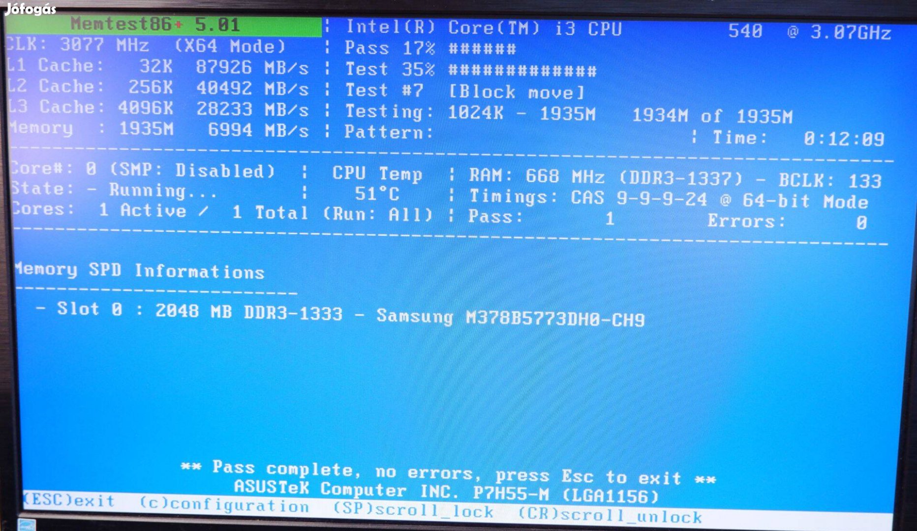 Samsung 2GB DDR3 1333MHz RAM memória M378B5773DH0-CH9