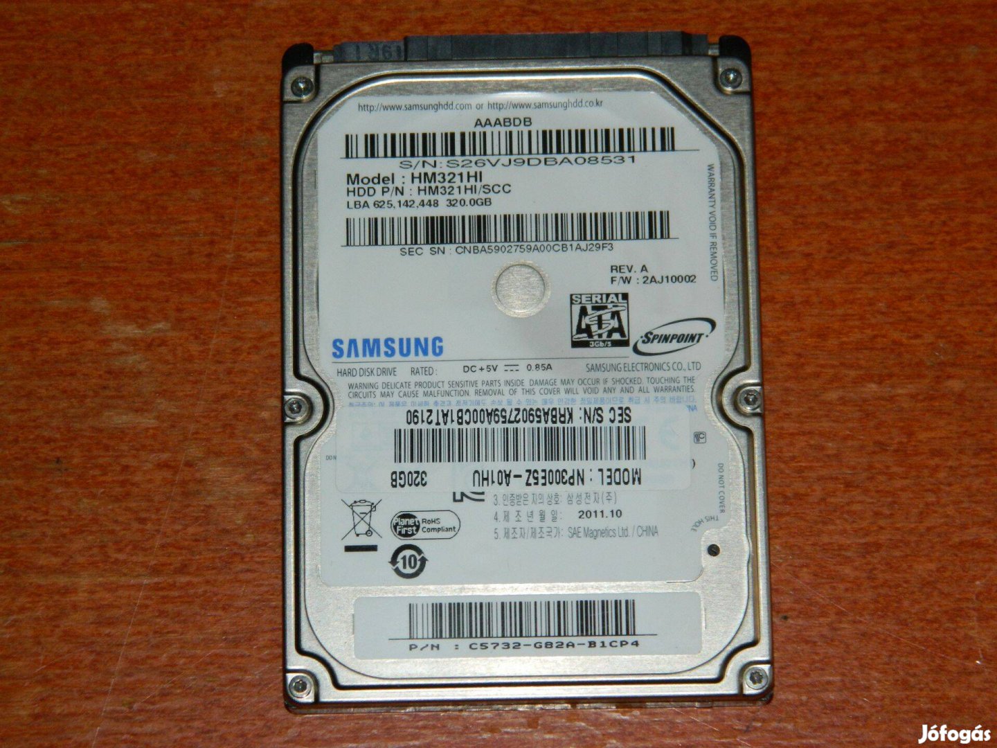 Samsung 320GB Laptop Merevlemez HDD Winchester