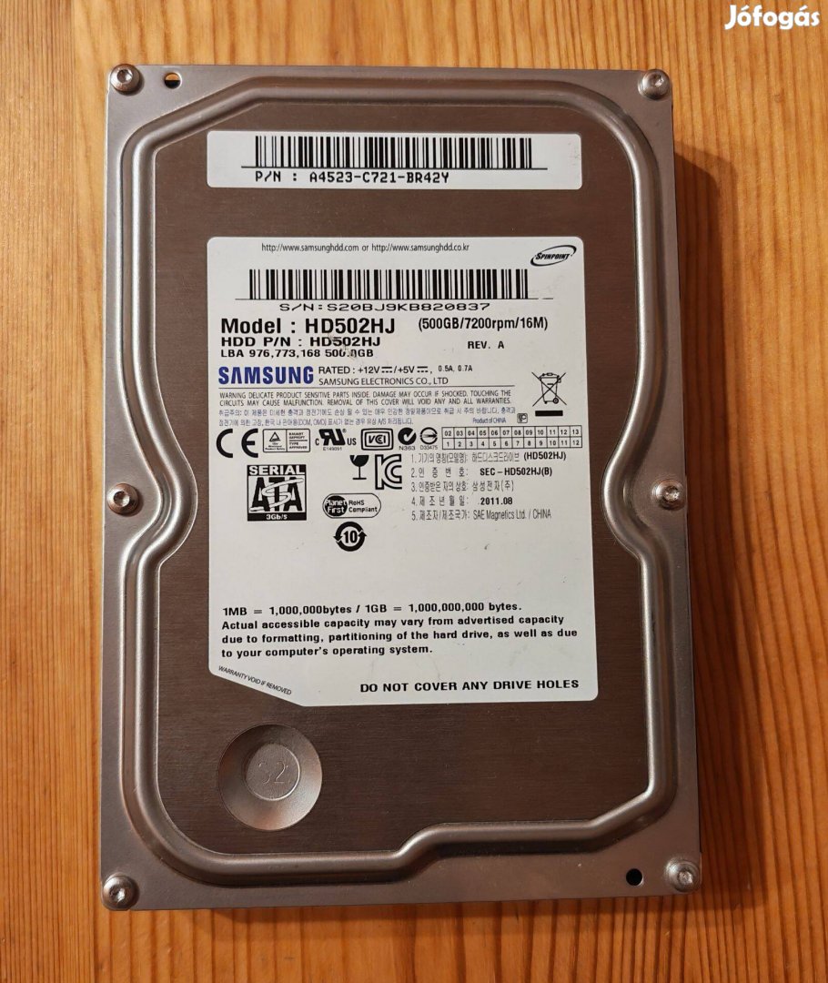Samsung 3,5 500Gb Hdd hibátlan tesztelt