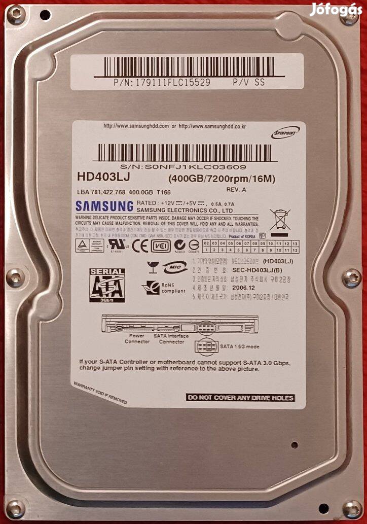 Samsung 400Gb hdd (vinchester) merevlemez